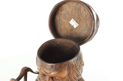 Lot 961 - A LATE 19TH CENTURY BLACK FOREST COBBLER TOBACCO JAR AND MATCH HOLDER OF LARGE SIZE