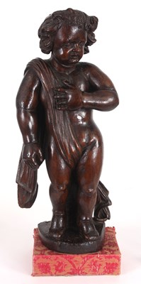 Lot 355 - AN EARLY 16TH CENTURY CARVED WALNUT FIGURE OF...