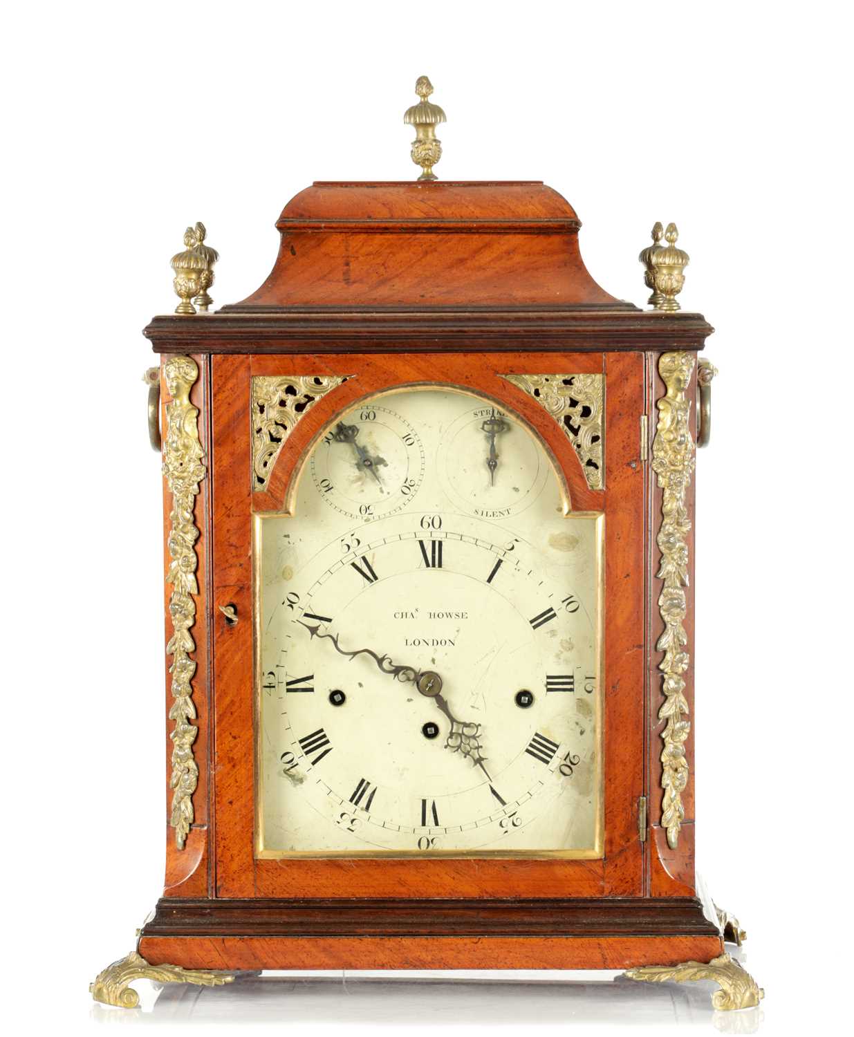 Lot 1112 - CHARLES HOWSE, LONDON. A GEORGE III MAHOGANY THREE TRAIN VERGE QUARTER STRIKING BRACKET CLOCK