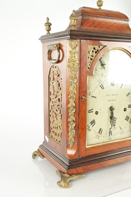 Lot 1112 - CHARLES HOWSE, LONDON. A GEORGE III MAHOGANY THREE TRAIN VERGE QUARTER STRIKING BRACKET CLOCK