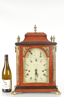 Lot 1112 - CHARLES HOWSE, LONDON. A GEORGE III MAHOGANY THREE TRAIN VERGE QUARTER STRIKING BRACKET CLOCK