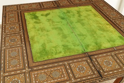 Lot 1659 - A 19TH CENTURY SYRIAN MOSAIC MARQUETRY MOTHER OF PEARL INLAID GAMES TABLE