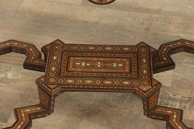 Lot 1659 - A 19TH CENTURY SYRIAN MOSAIC MARQUETRY MOTHER OF PEARL INLAID GAMES TABLE