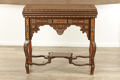 Lot 1659 - A 19TH CENTURY SYRIAN MOSAIC MARQUETRY MOTHER OF PEARL INLAID GAMES TABLE