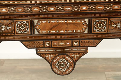 Lot 1659 - A 19TH CENTURY SYRIAN MOSAIC MARQUETRY MOTHER OF PEARL INLAID GAMES TABLE