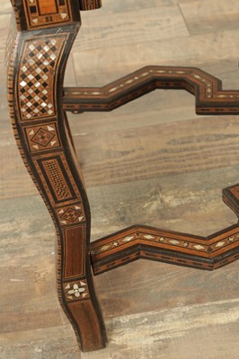 Lot 1659 - A 19TH CENTURY SYRIAN MOSAIC MARQUETRY MOTHER OF PEARL INLAID GAMES TABLE