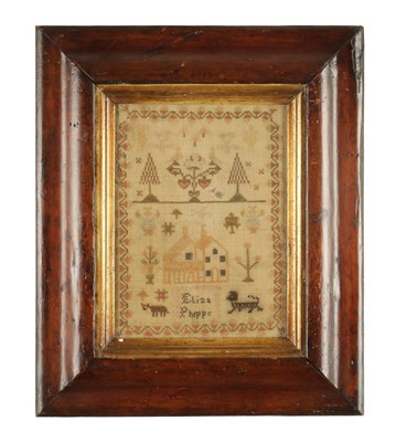 Lot 1151 - A 19TH CENTURY SAMPLER OF SMALL SIZE BY ELIZABETH PHIPPS