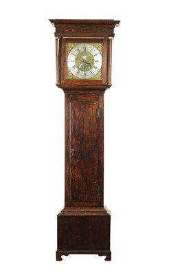 Lot 1402 - ROBERTS, OTLEY. A GEORGE III OAK BRASS DIAL 30HR LONGCASE CLOCK WITH PENNY MOON