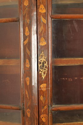 Lot 1609 - AN 18TH CENTURY DUTCH MARQUETRY FLORAL INLAID WALNUT SECRETAIRE BOOKCASE
