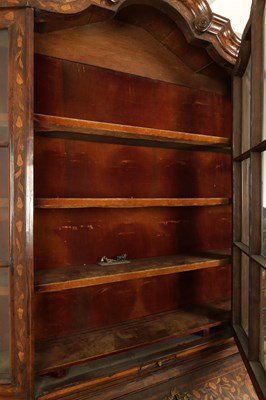 Lot 1609 - AN 18TH CENTURY DUTCH MARQUETRY FLORAL INLAID WALNUT SECRETAIRE BOOKCASE
