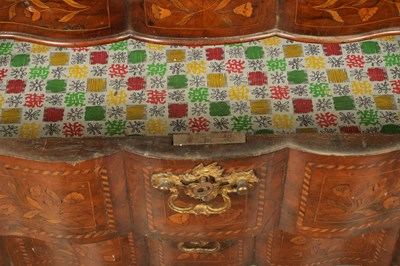 Lot 1609 - AN 18TH CENTURY DUTCH MARQUETRY FLORAL INLAID WALNUT SECRETAIRE BOOKCASE