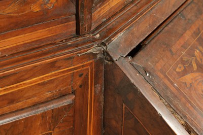 Lot 1609 - AN 18TH CENTURY DUTCH MARQUETRY FLORAL INLAID WALNUT SECRETAIRE BOOKCASE