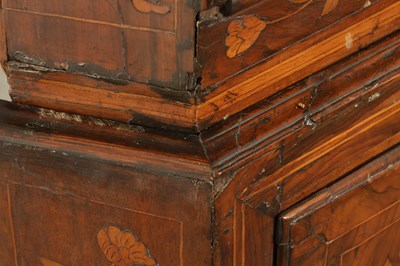 Lot 1609 - AN 18TH CENTURY DUTCH MARQUETRY FLORAL INLAID WALNUT SECRETAIRE BOOKCASE
