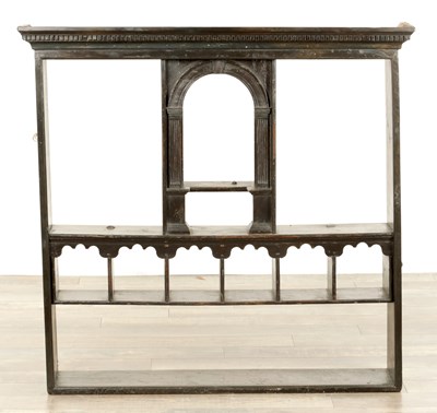 Lot 1714 - AN 18TH CENTURY STAINED PINE DELFT RACK OF SMALL SIZE