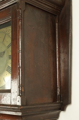 Lot 1455 - STONEHOUSE, WHITBY. AN EARLY 18TH CENTURY SCUMBLED PINE SINGLE HANDED 30HR LONGCASE CLOCK