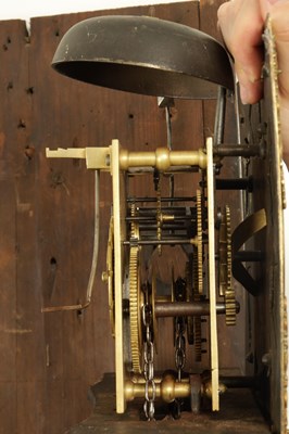 Lot 1455 - STONEHOUSE, WHITBY. AN EARLY 18TH CENTURY SCUMBLED PINE SINGLE HANDED 30HR LONGCASE CLOCK