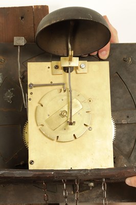 Lot 1455 - STONEHOUSE, WHITBY. AN EARLY 18TH CENTURY SCUMBLED PINE SINGLE HANDED 30HR LONGCASE CLOCK