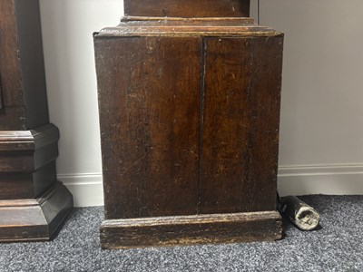 Lot 1455 - STONEHOUSE, WHITBY. AN EARLY 18TH CENTURY SCUMBLED PINE SINGLE HANDED 30HR LONGCASE CLOCK