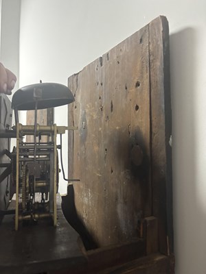 Lot 1455 - STONEHOUSE, WHITBY. AN EARLY 18TH CENTURY SCUMBLED PINE SINGLE HANDED 30HR LONGCASE CLOCK