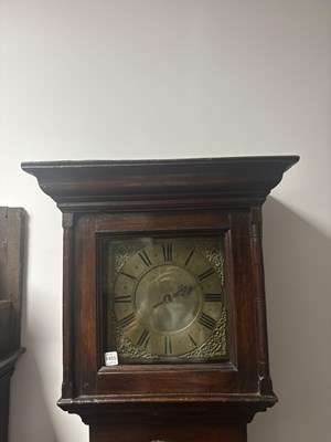 Lot 1455 - STONEHOUSE, WHITBY. AN EARLY 18TH CENTURY SCUMBLED PINE SINGLE HANDED 30HR LONGCASE CLOCK