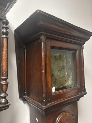 Lot 1455 - STONEHOUSE, WHITBY. AN EARLY 18TH CENTURY SCUMBLED PINE SINGLE HANDED 30HR LONGCASE CLOCK