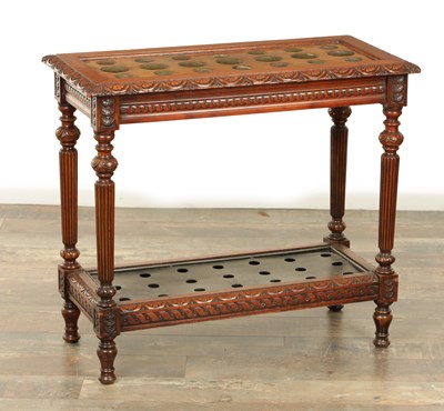 Lot 1753 - A LATE 19TH CENTURY WALNUT STICK STAND IN THE MANNER OF LAMBS OF MANCHESTER