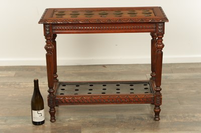 Lot 1753 - A LATE 19TH CENTURY WALNUT STICK STAND IN THE MANNER OF LAMBS OF MANCHESTER