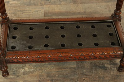 Lot 1753 - A LATE 19TH CENTURY WALNUT STICK STAND IN THE MANNER OF LAMBS OF MANCHESTER