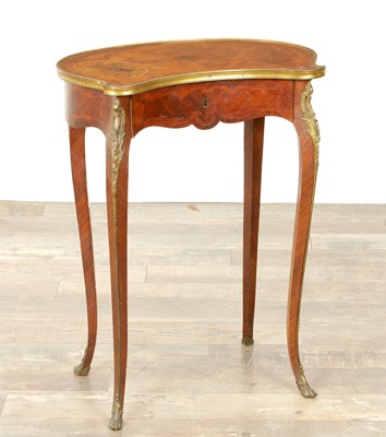Lot 1703 - A LATE 19TH CENTURY FRENCH MARQUETRY INLAID KINGWOOD SHAPED OCCASIONAL TABLE