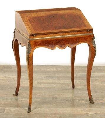 Lot 1724 - A LATE 19TH CENTURY FRENCH AMBOYNA AND KINGWOOD ORMOLU BUREAU