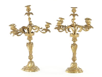 Lot 856 - A PAIR OF 19TH CENTURY ORMOLU CANDELABRA