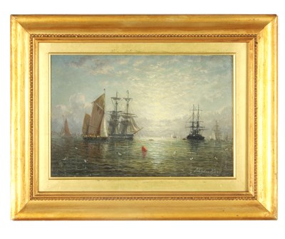 Lot 1191 - WILLIAM ADOLPHUS KNELL (1801 - 1875). A 19TH CENTURY OIL ON BOARD SEASCAPE