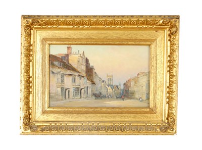 Lot 1120 - FREDERICK WILLIAM NEWTON WHITEHEAD (1853–1938). A LATE 19TH CENTURY OIL ON BOARD HIGH WEST STREET DORCHESTER