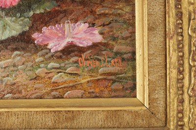 Lot 1221 - OLIVER CLARE (1852 - 1927). A PAIR OF LATE 19TH / EARLY 20TH CENTURY OIL ON BOARDS STILL LIFE