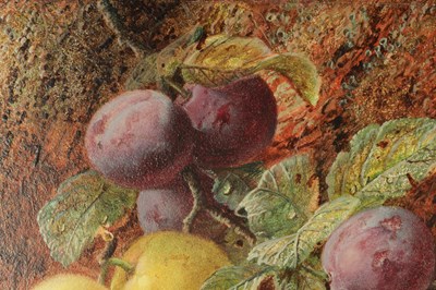 Lot 1221 - OLIVER CLARE (1852 - 1927). A PAIR OF LATE 19TH / EARLY 20TH CENTURY OIL ON BOARDS STILL LIFE