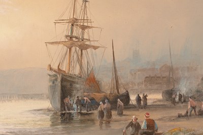 Lot 1173 - W. A. THORNLEY (1857-1935). A PAIR OF LATE 19TH CENTURY / EARLY 20TH CENTURY OIL ON CANVAS COASTAL LANDSCAPES
