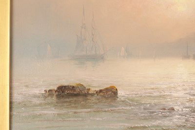 Lot 1173 - W. A. THORNLEY (1857-1935). A PAIR OF LATE 19TH CENTURY / EARLY 20TH CENTURY OIL ON CANVAS COASTAL LANDSCAPES