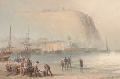 Lot 1173 - W. A. THORNLEY (1857-1935). A PAIR OF LATE 19TH CENTURY / EARLY 20TH CENTURY OIL ON CANVAS COASTAL LANDSCAPES