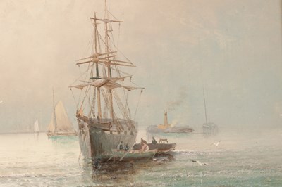Lot 1173 - W. A. THORNLEY (1857-1935). A PAIR OF LATE 19TH CENTURY / EARLY 20TH CENTURY OIL ON CANVAS COASTAL LANDSCAPES