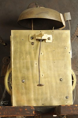Lot 1538 - NATHANIEL BROWN, MANCHESTER. A GOOD GEORGE III OAK BRASS ARCHED DIAL MOON ROLLER LONGCASE CLOCK