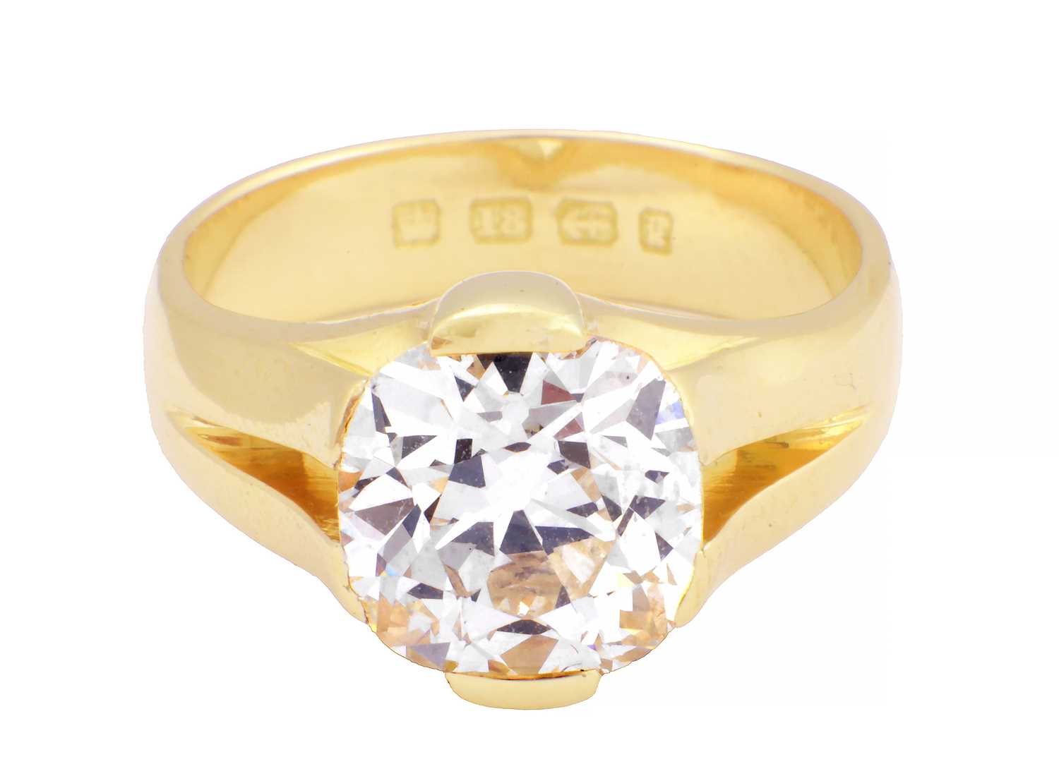 Lot 180 - A VICTORIAN 18CT GOLD 4.38CT SINGLE STONE DIAMOND RING
