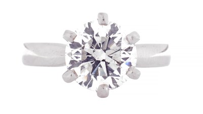 Lot 177 - A LADIES PLATINUM 3CT SOLITAIRE DIAMOND RING