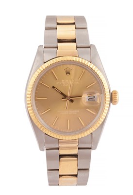 Lot 1297 - A GENTLEMAN’S STEEL AND GOLD ROLEX OYSTER PERPETUAL DATE WRIST WATCH
