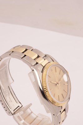 Lot 1297 - A GENTLEMAN’S STEEL AND GOLD ROLEX OYSTER PERPETUAL DATE WRIST WATCH