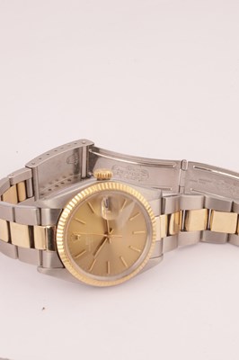 Lot 1297 - A GENTLEMAN’S STEEL AND GOLD ROLEX OYSTER PERPETUAL DATE WRIST WATCH