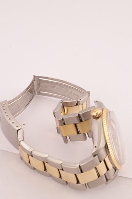 Lot 1297 - A GENTLEMAN’S STEEL AND GOLD ROLEX OYSTER PERPETUAL DATE WRIST WATCH