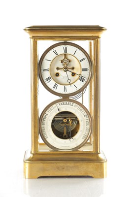 Lot PAUL FROGERE, PARIS. A LARGE LATE 19TH CENTURY FRENCH FOUR-GLASS LIBRARY CLOCK WITH BAROMETER