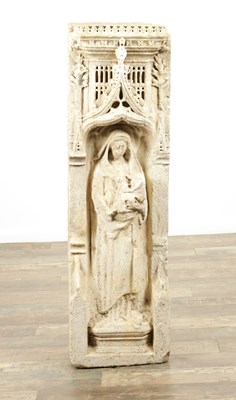 Lot 838 - AN INTERESTING 15TH CENTURY MEDIEVAL CARVED STONE COLUMN