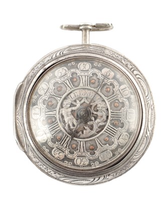 Lot 1290 - G. LEEKEY, LONDON. A GEORGE II SILVER REPOUSSE PAIR CASED POCKET WATCH