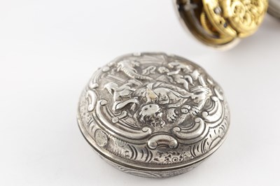 Lot 1290 - G. LEEKEY, LONDON. A GEORGE II SILVER REPOUSSE PAIR CASED POCKET WATCH